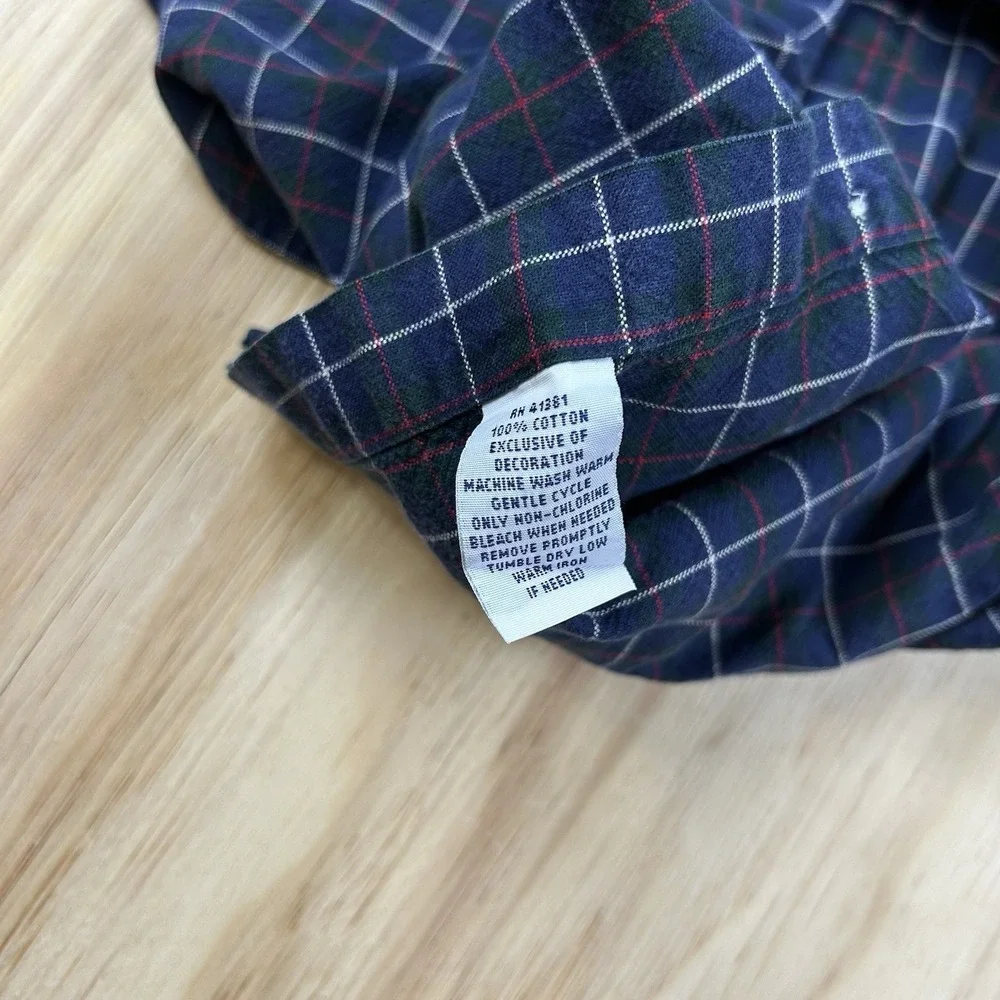 Polo Ralph Lauren Men's Large Blue Green Plaid Long Sleeve Button Shirt Classic